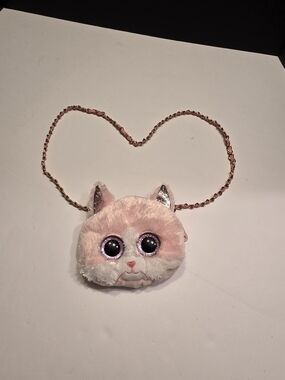 Ty Pink Plush Kitty Crossbody Bag with Glitter Ears